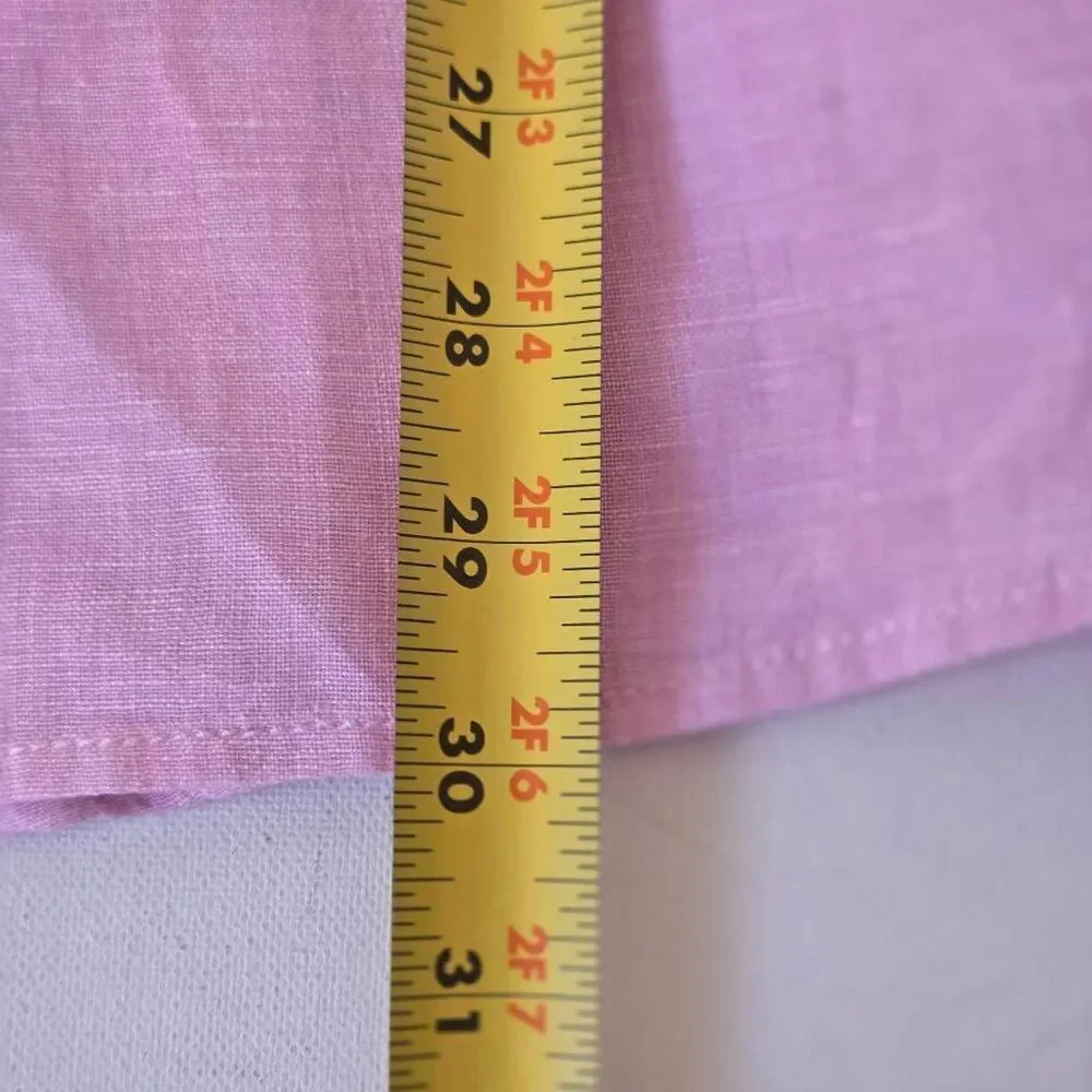 Sigrid Olsen Womens Collared Linen Long Sleeve Tunic Button Up Shirt Pink Sz 2X